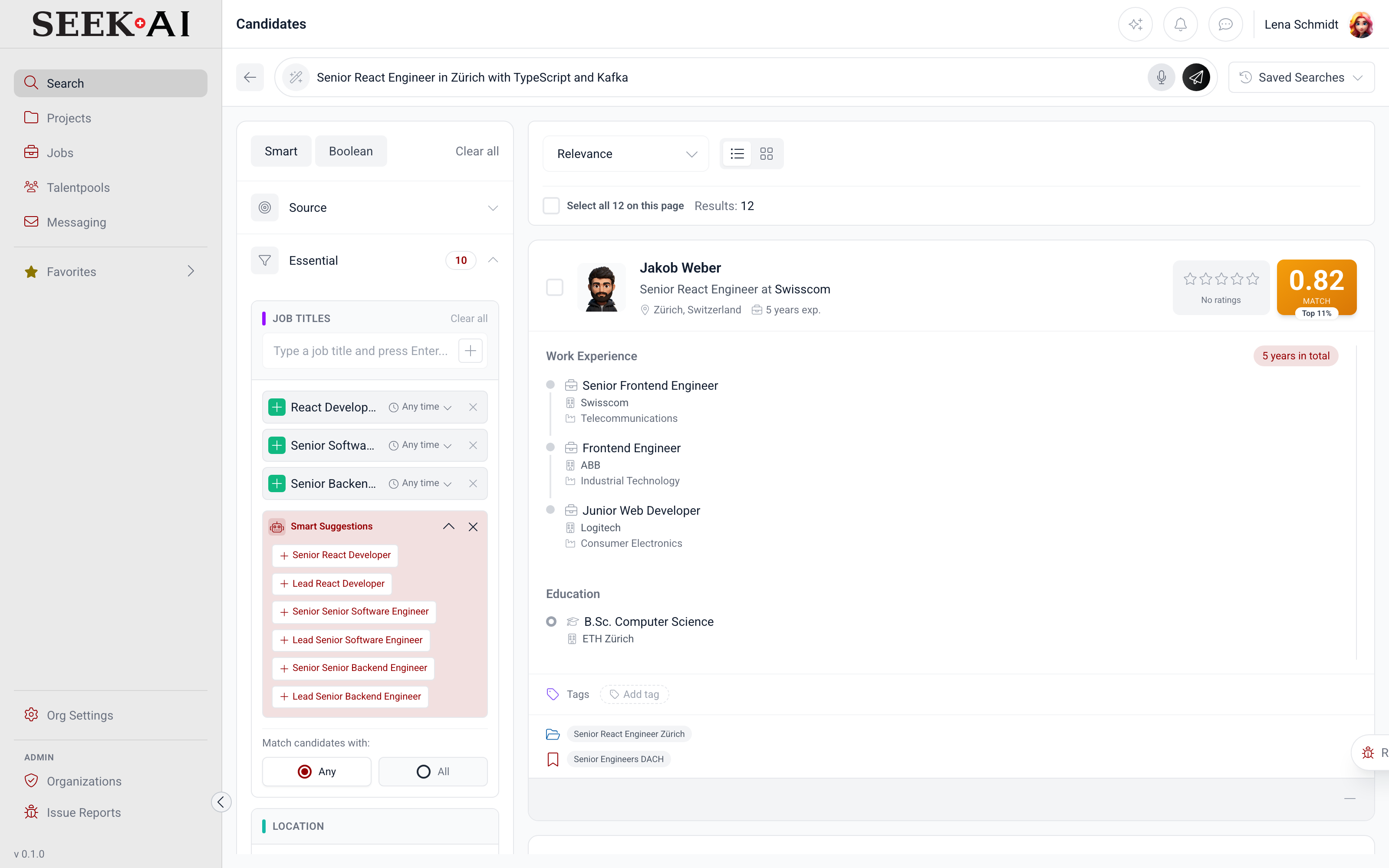 SEEK AI Boolean search with auto-complete and skill expansions